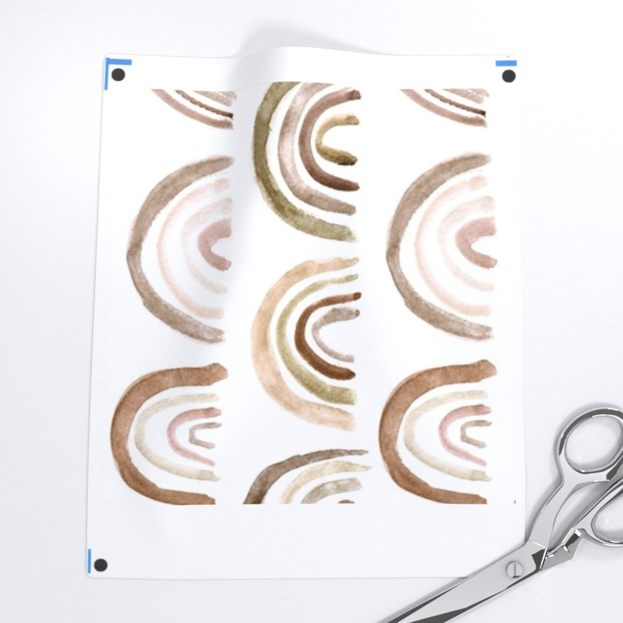 Boho Rainbows Rotated Neutral Nursery Earthy Colors Watercolor Modern Kids Beige Natural Custom Printed Fabric by Spoonflower Various Fabrics by the Yard or Fat Quarter